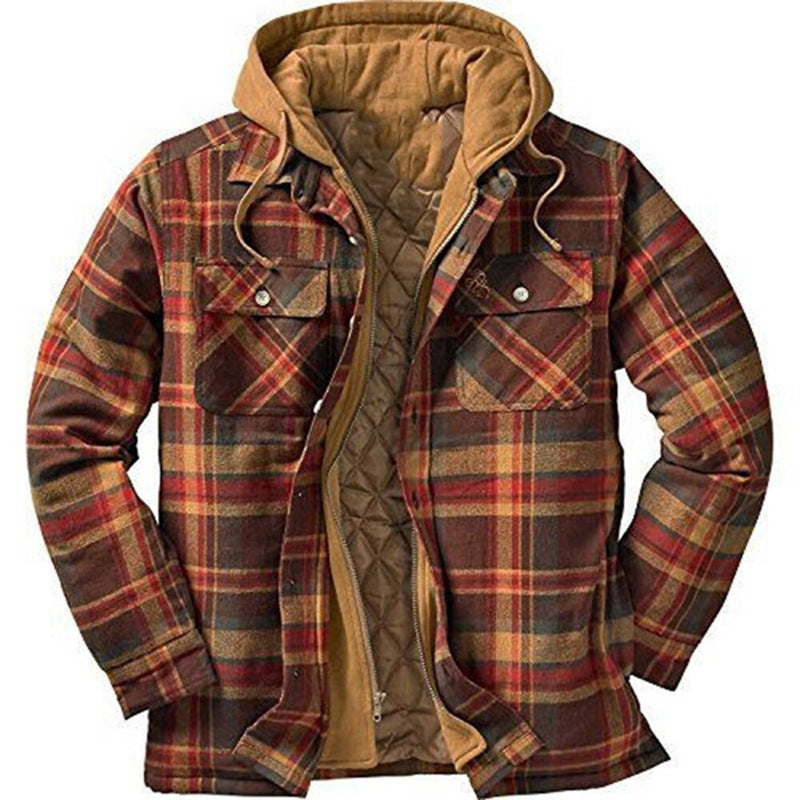 Men's Plaid Jacket with Hood