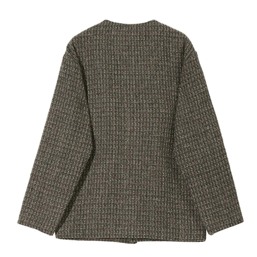 Ashford Collarless Plaid Top