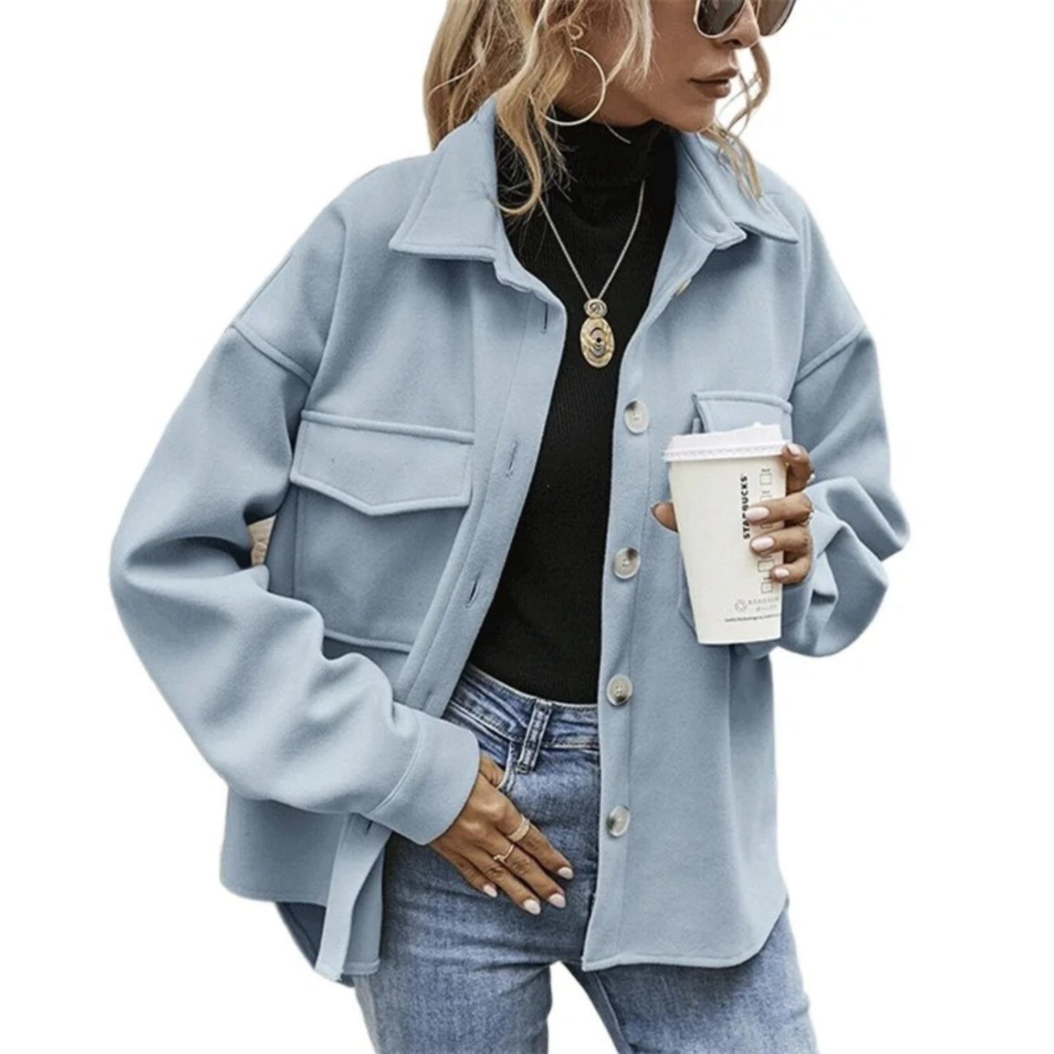 Women's Buttoned Jacket with Pockets