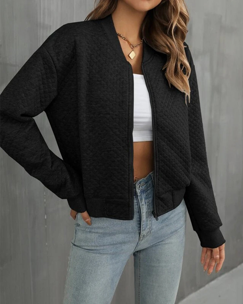 Women's Quilted Zip-Up Bomber Jacket