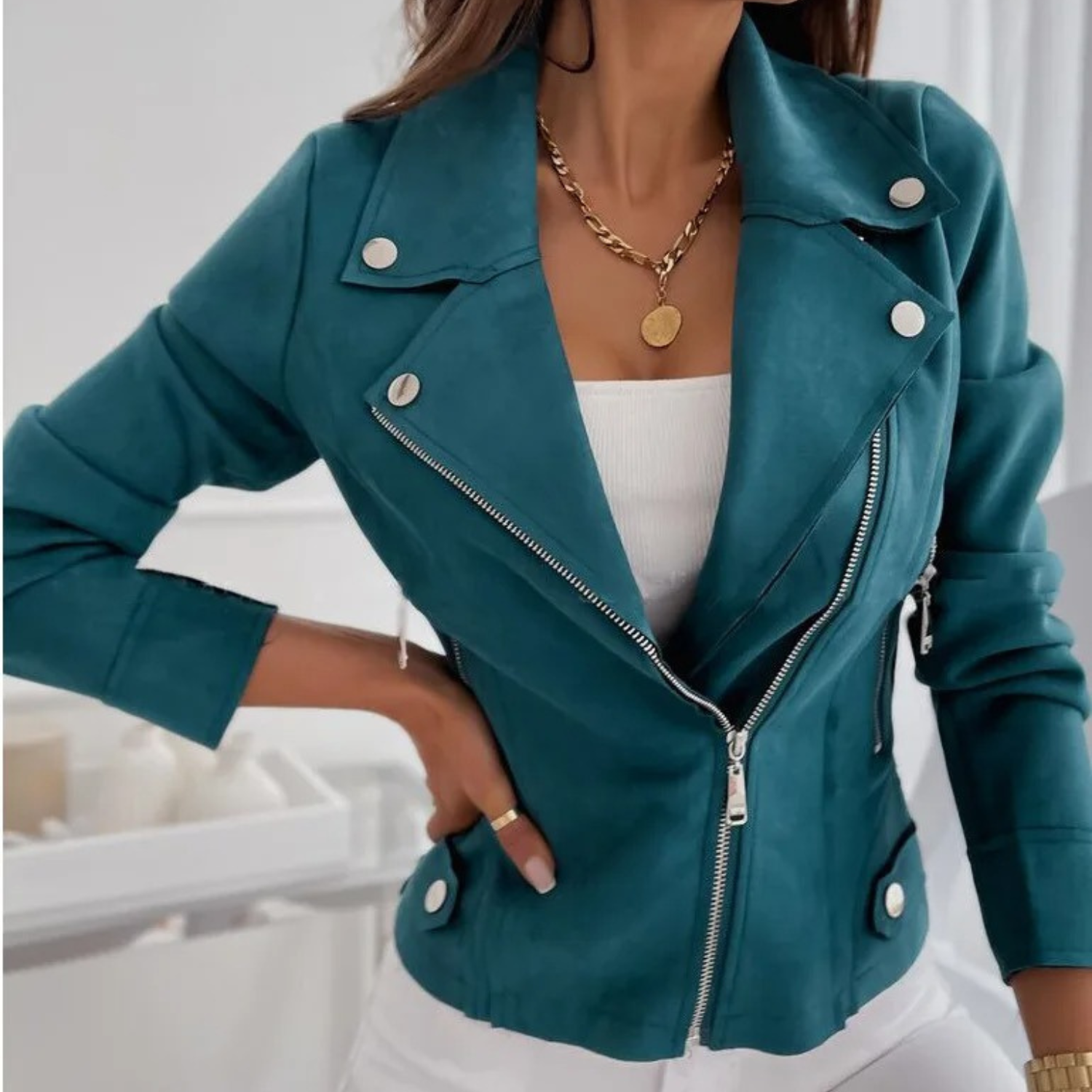 Women's Suede Zip-Up Jacket