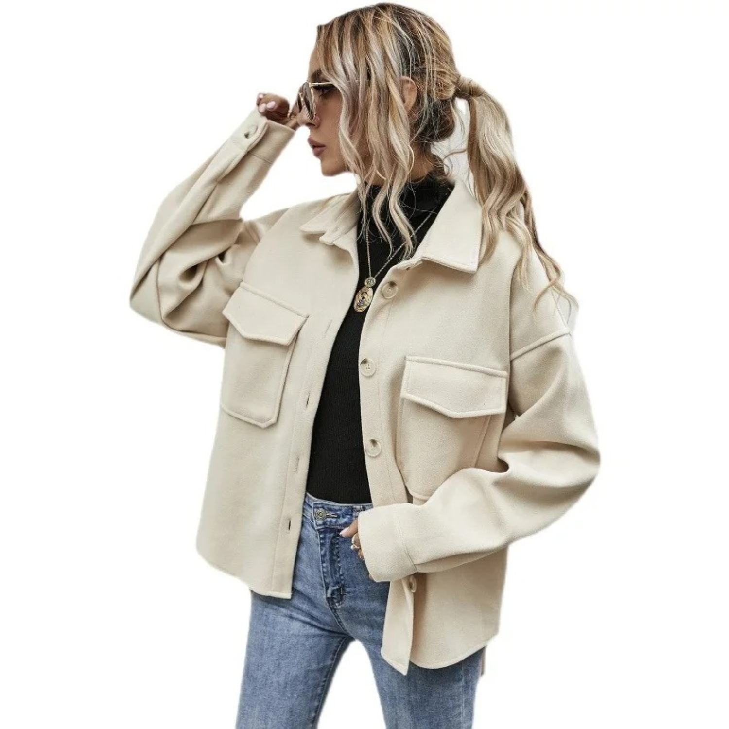 Women's Buttoned Jacket with Pockets