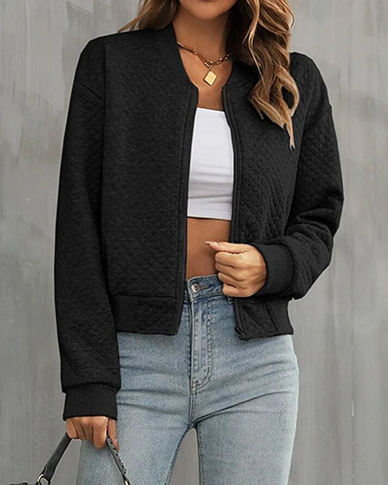 Women's Quilted Zip-Up Bomber Jacket