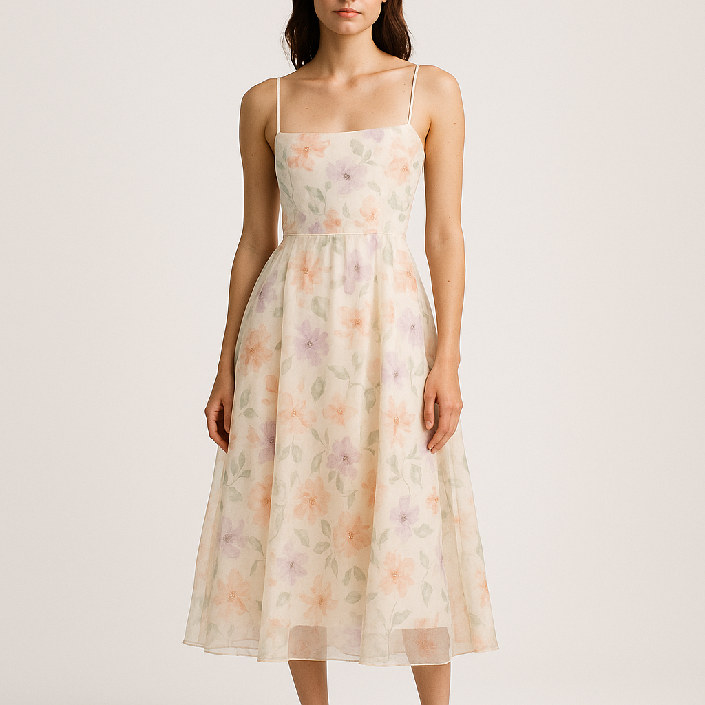 "Desert Bloom" Watercolor Midi Dress