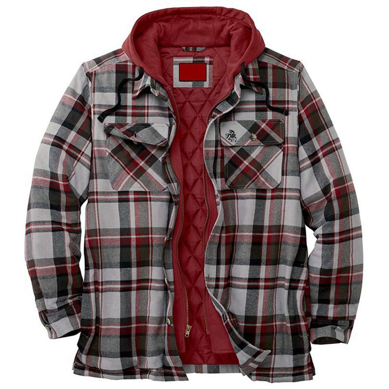 Men's Plaid Jacket with Hood