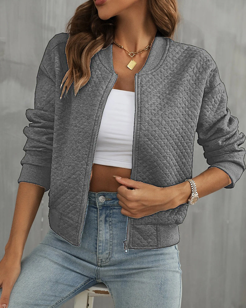 Women's Quilted Zip-Up Bomber Jacket