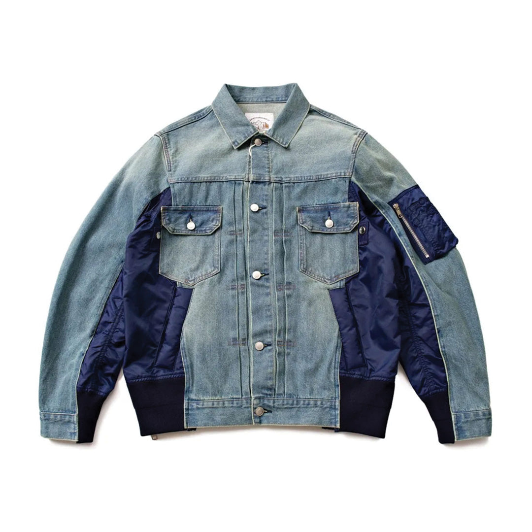 Patchwork Cargo Denim Jacket