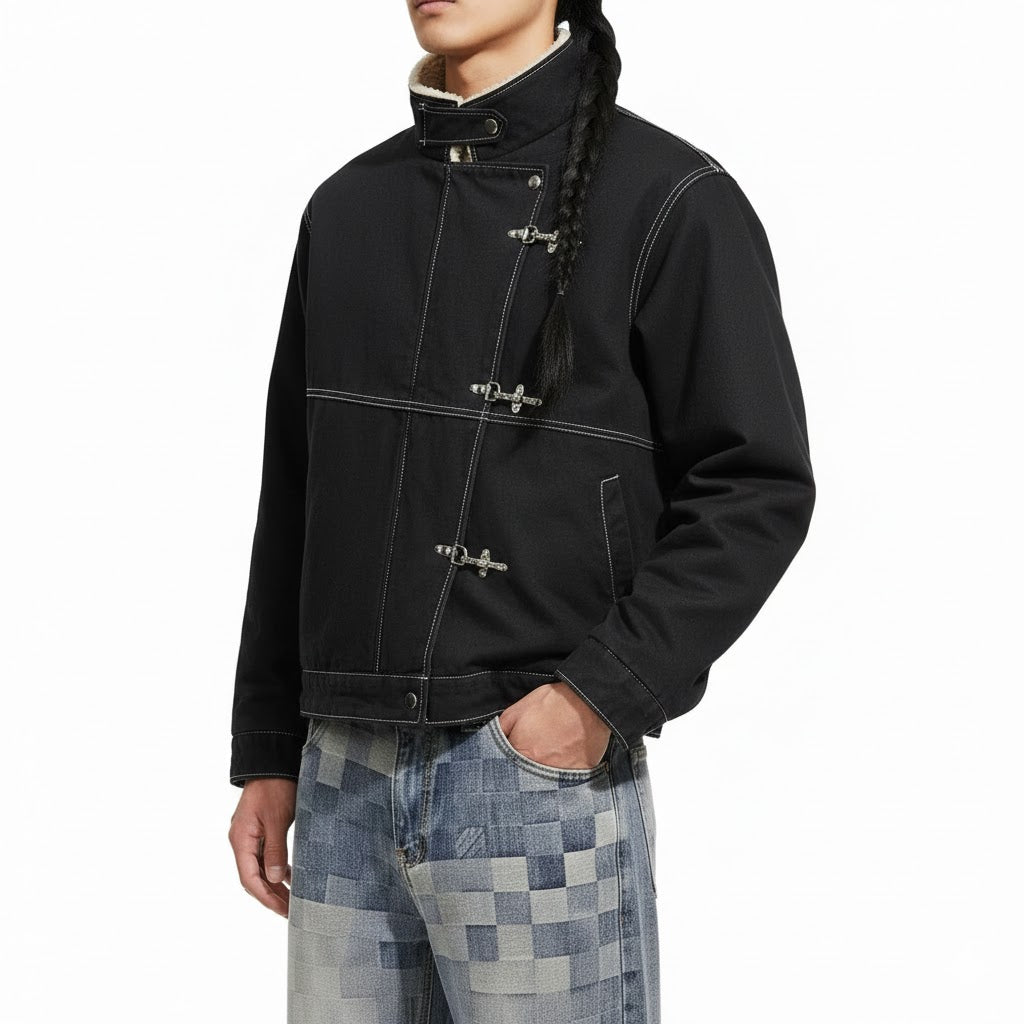 Patchwork Denim Cargo Jacket