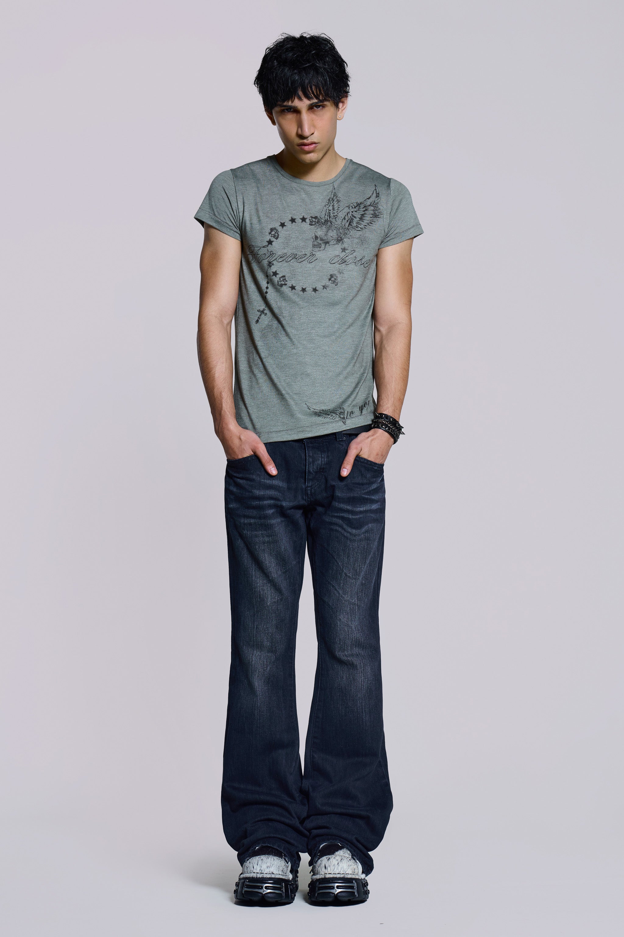 Indigo Creased Drift Bootcut Jeans
