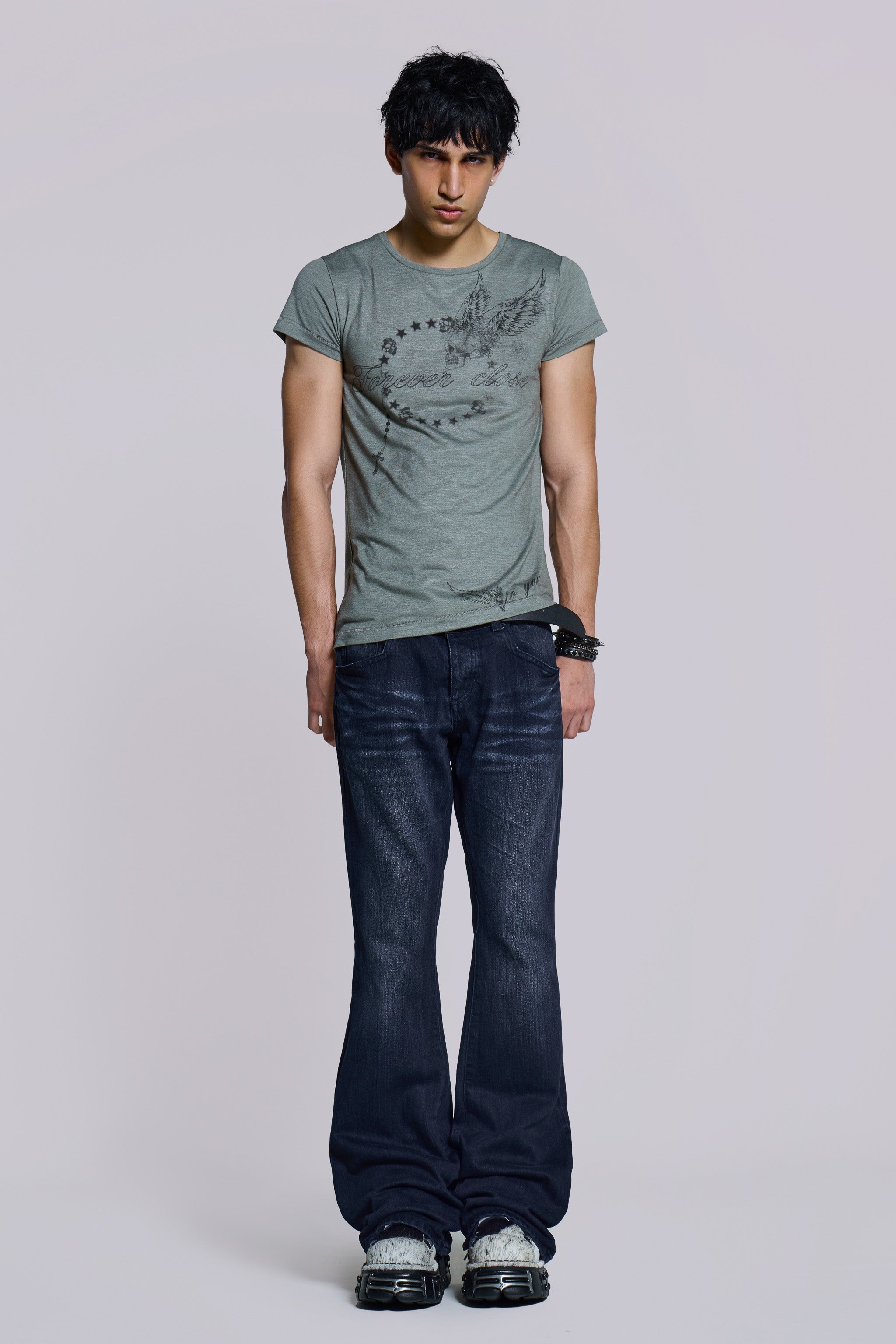 Indigo Creased Drift Bootcut Jeans