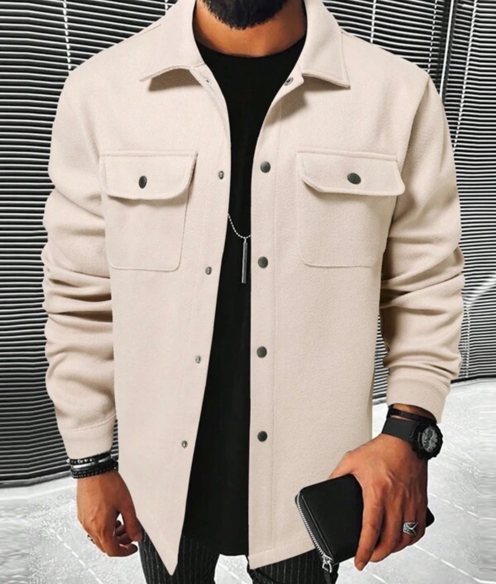 Men's Button-Down Jacket with Collar