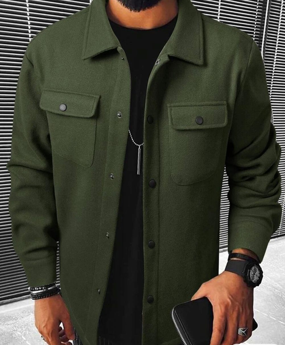 Men's Button-Down Jacket with Collar