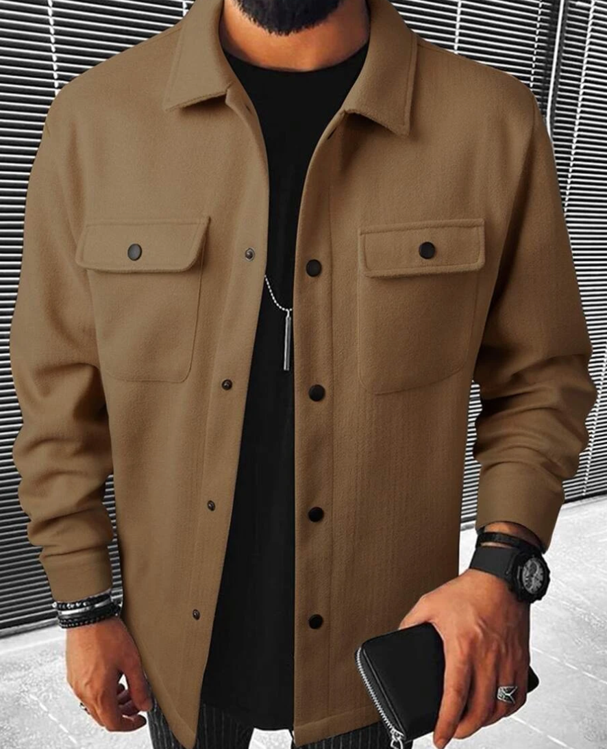 Men's Button-Down Jacket with Collar