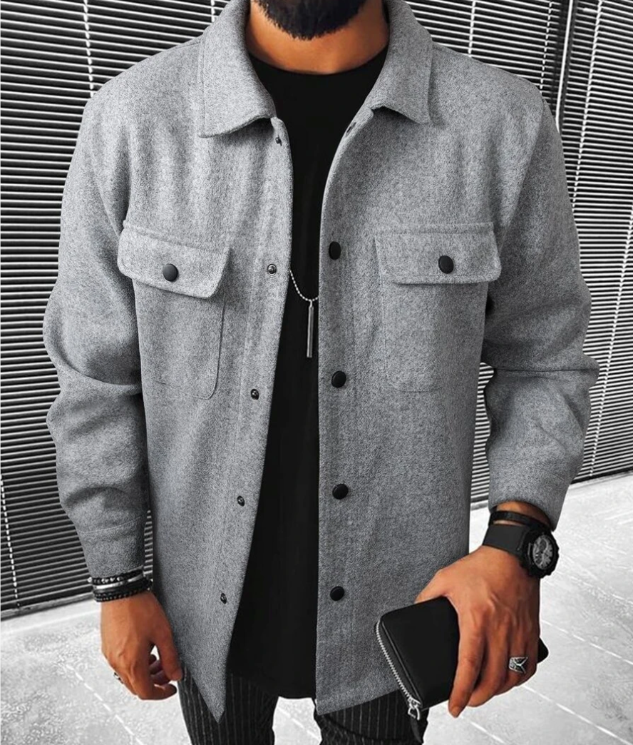 Men's Button-Down Jacket with Collar