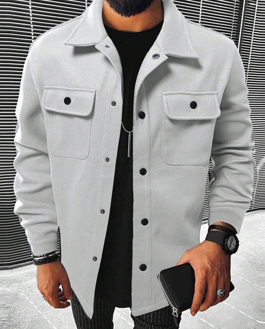 Men's Button-Down Jacket with Collar