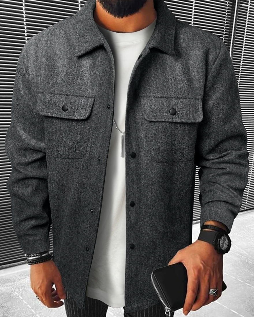 Men's Button-Down Jacket with Collar