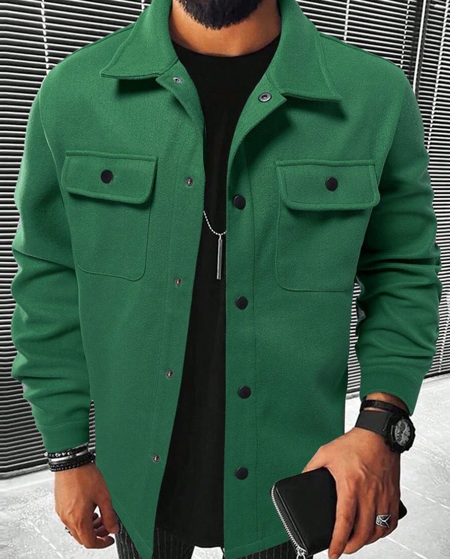 Men's Button-Down Jacket with Collar