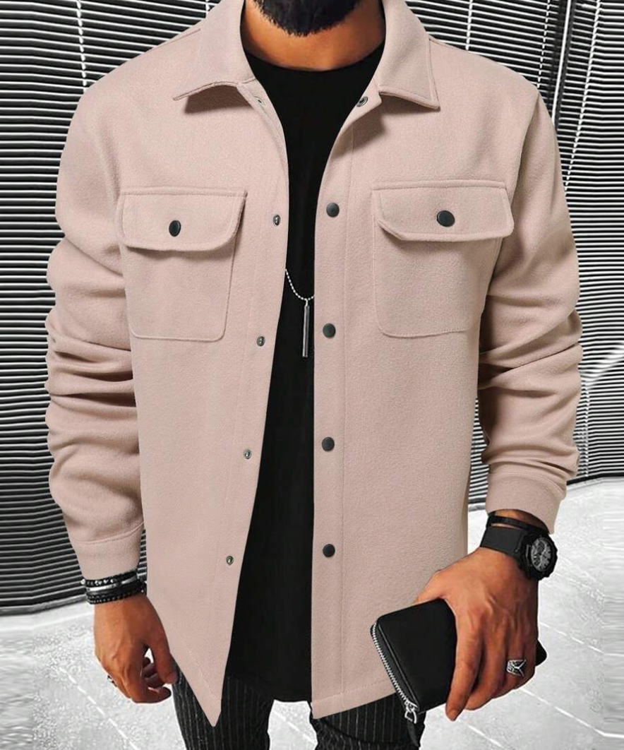 Men's Button-Down Jacket with Collar