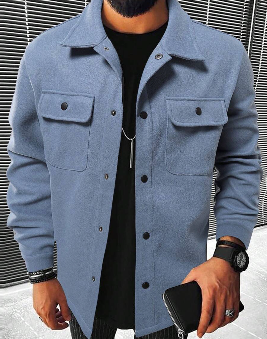 Men's Button-Down Jacket with Collar