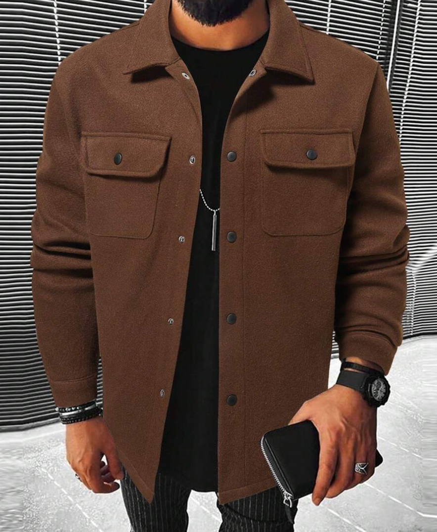 Men's Button-Down Jacket with Collar