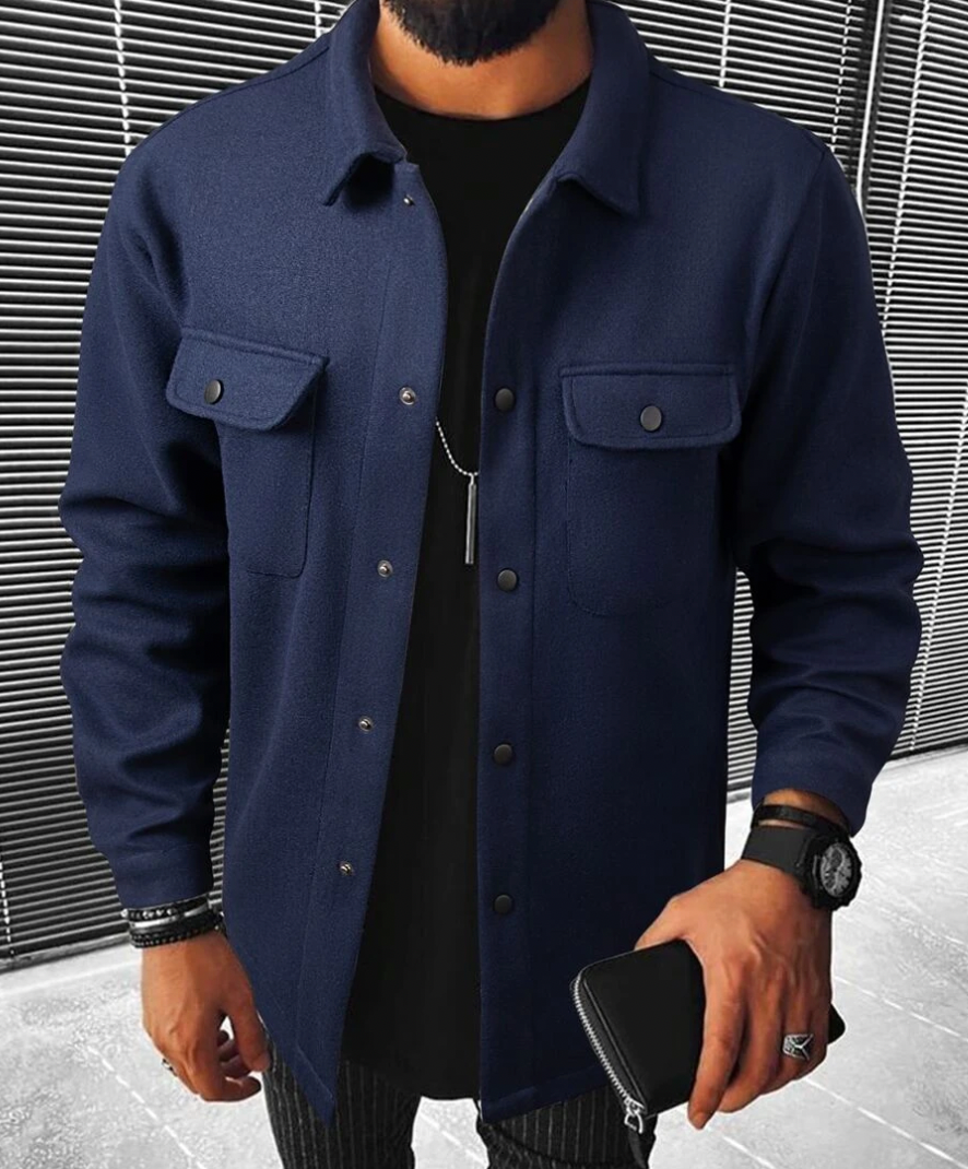 Men's Button-Down Jacket with Collar