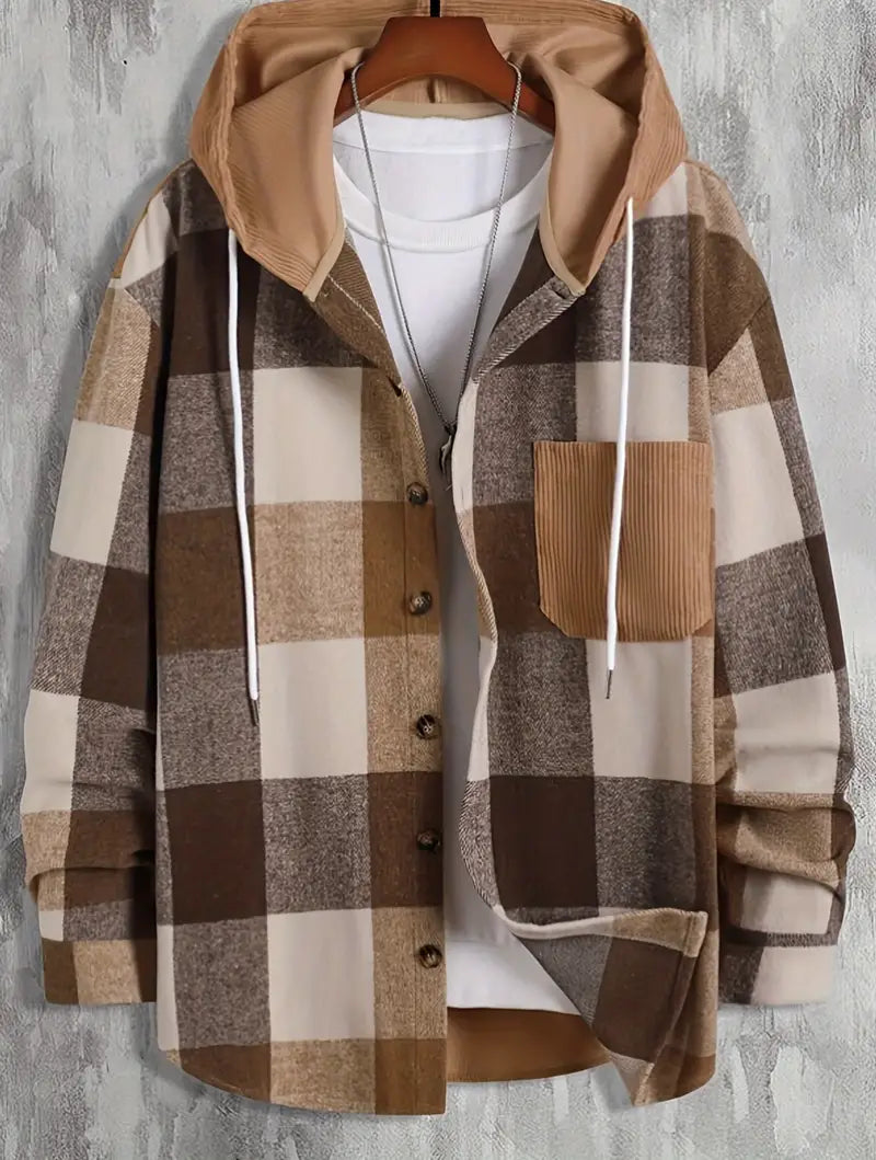 Men's Plaid Hooded Jacket