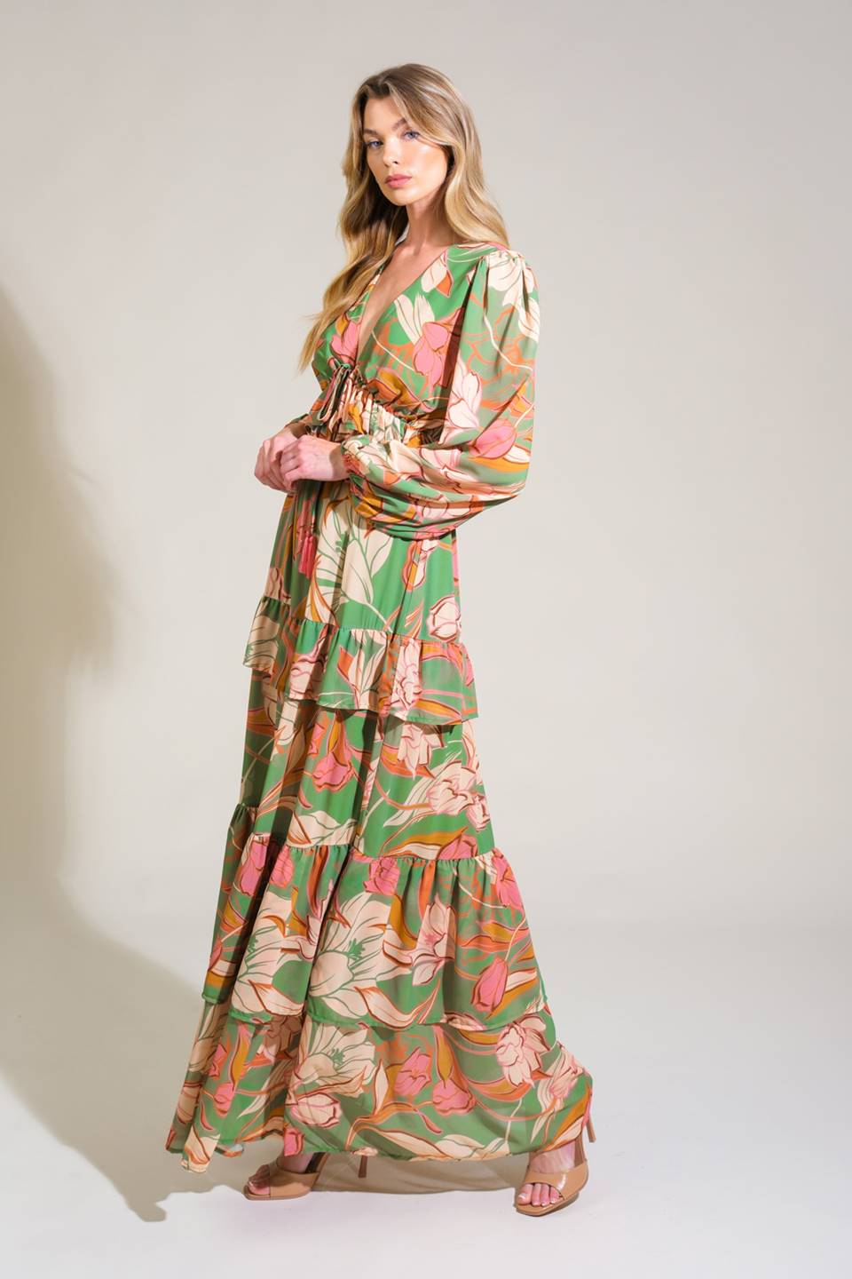 Graceful Steps Woven Maxi Dress.