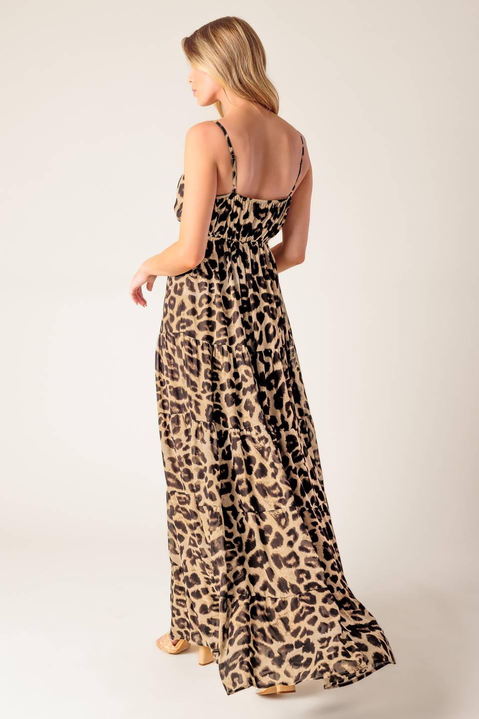 Leopard Print Woven Maxi Dress