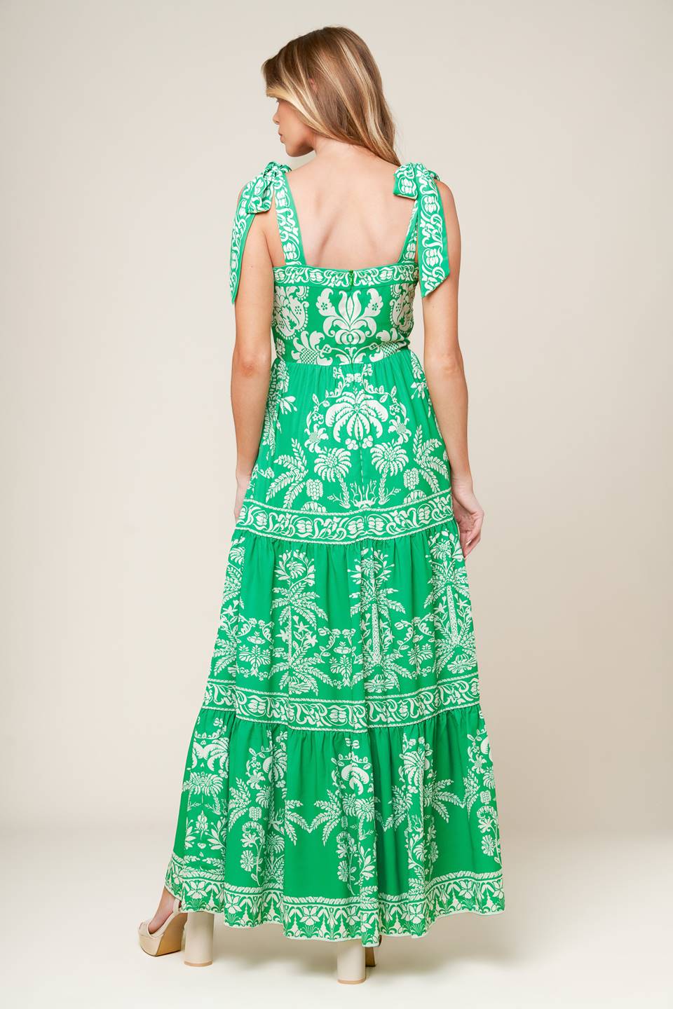 Simple / Direct- Green Woven Maxi Dress