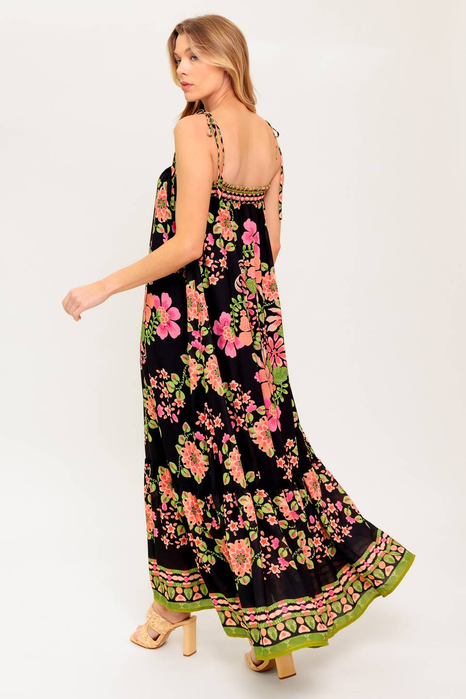 Summer Glow Black Woven Maxi Dress
