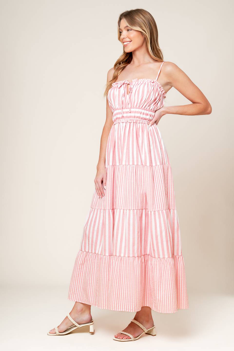 Gia Peony Pink Woven Maxi Dress