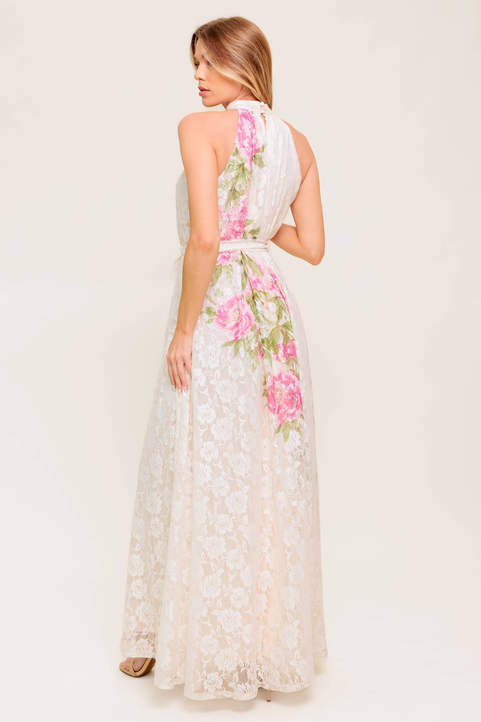 Botanical Dream Woven‑Lace Maxi Dress