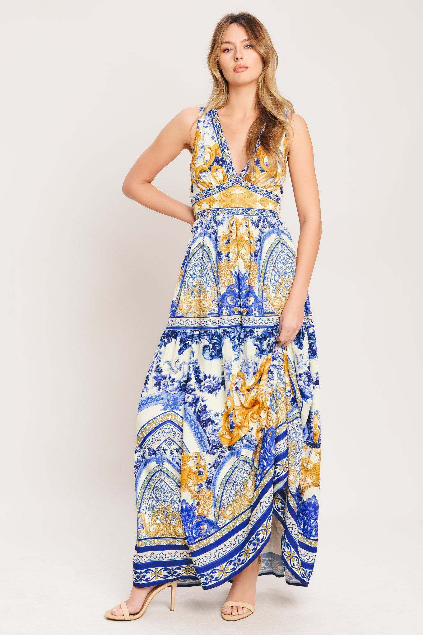 Azure Woven Palazzo Maxi Dress