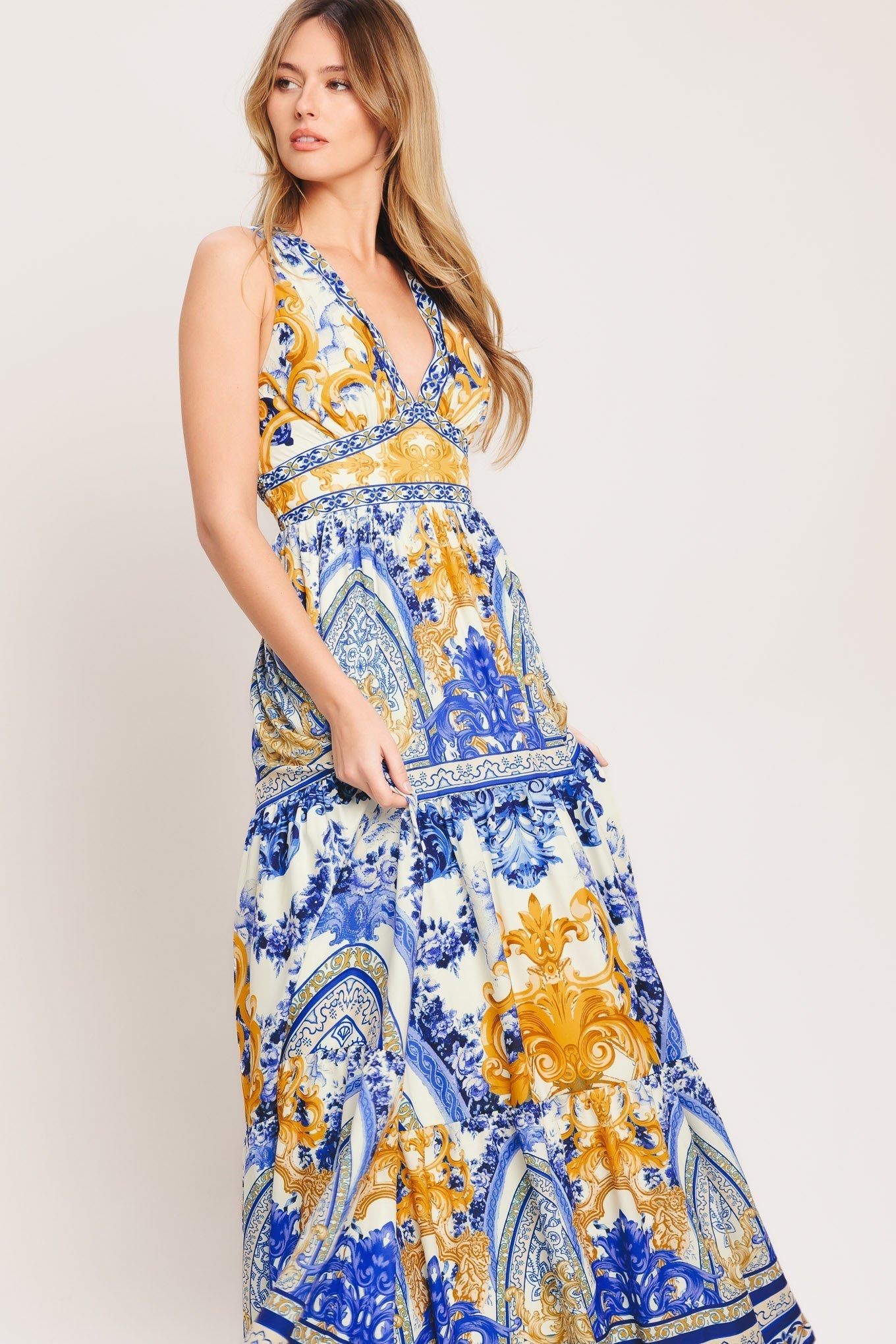 Azure Woven Palazzo Maxi Dress