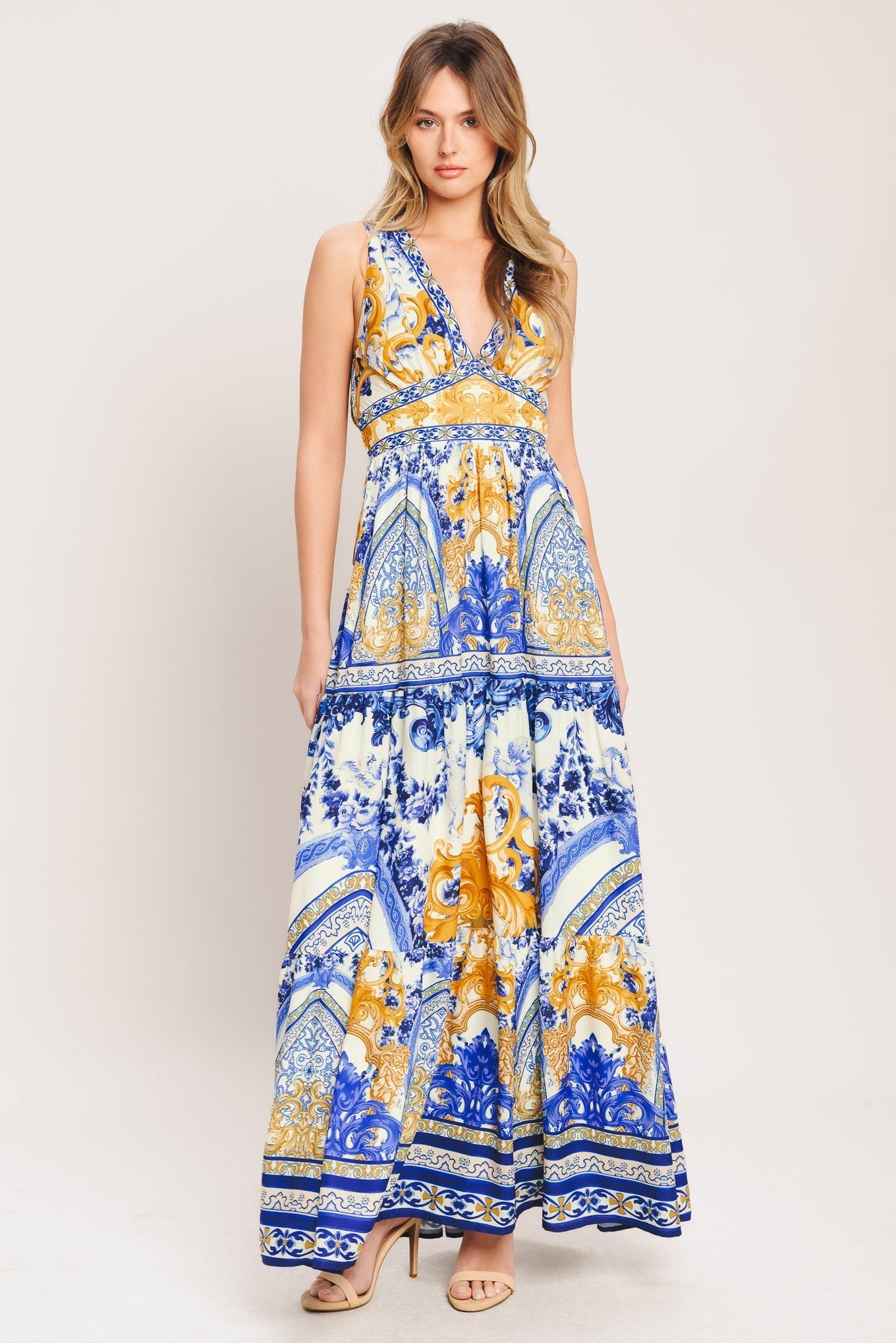 Azure Woven Palazzo Maxi Dress