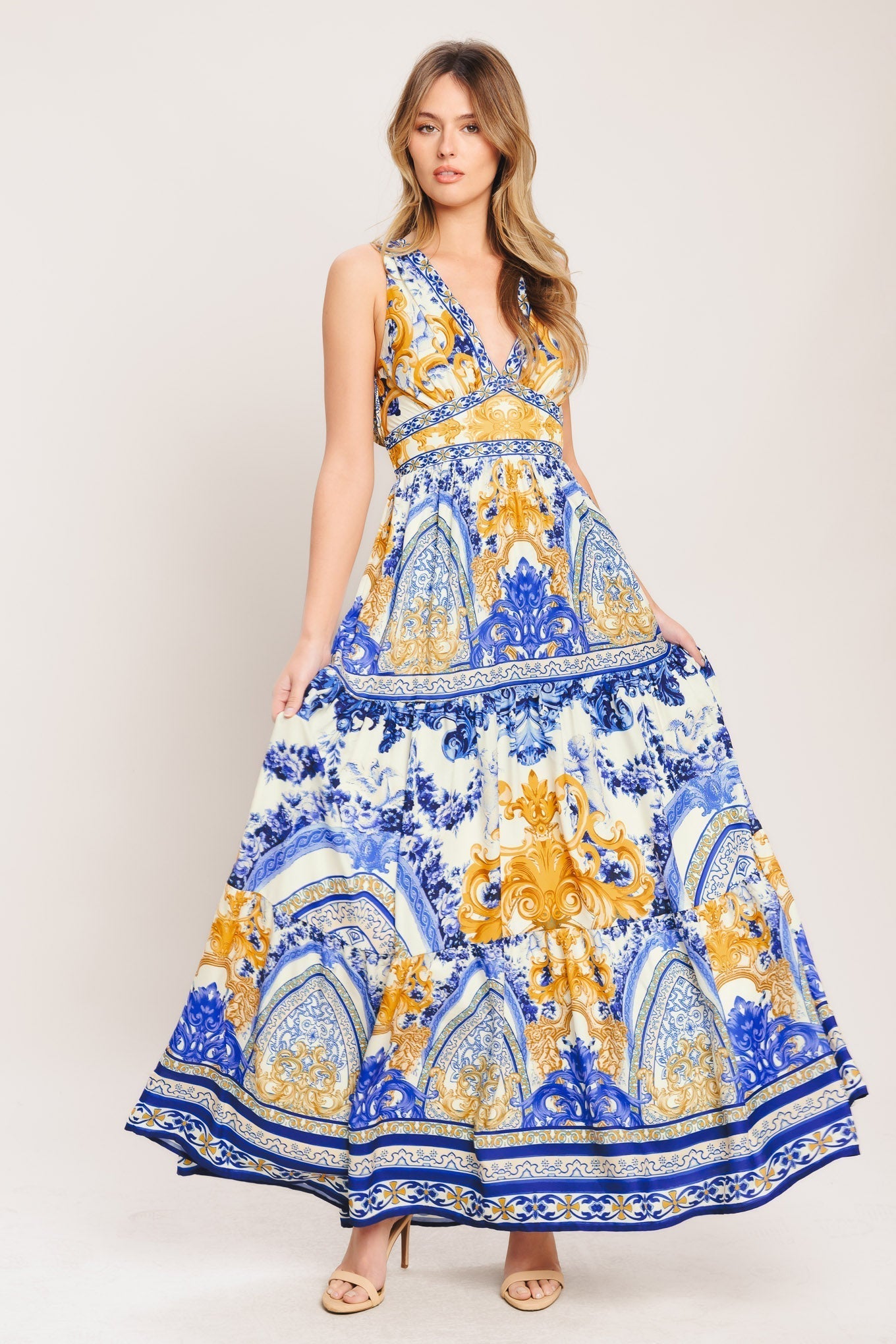 Azure Woven Palazzo Maxi Dress