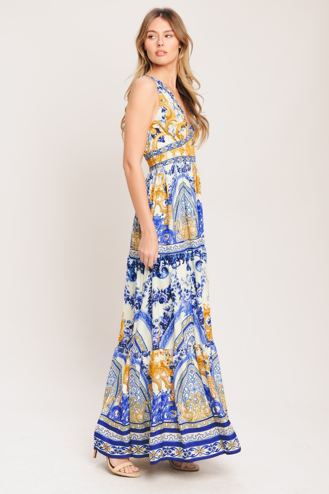 Azure Woven Palazzo Maxi Dress