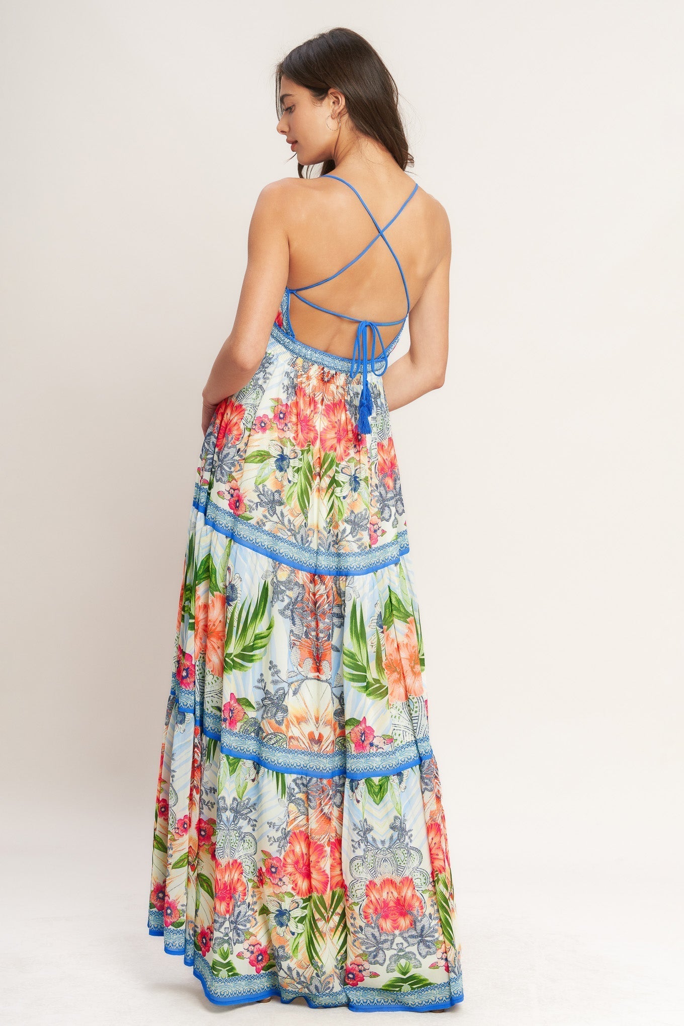 Botanical Scale Print Woven Maxi Dress