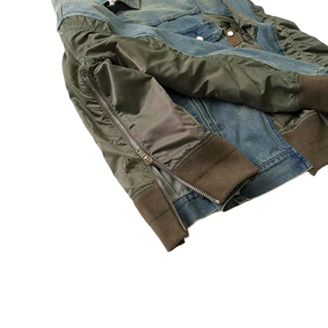 Patchwork Cargo Denim Jacket