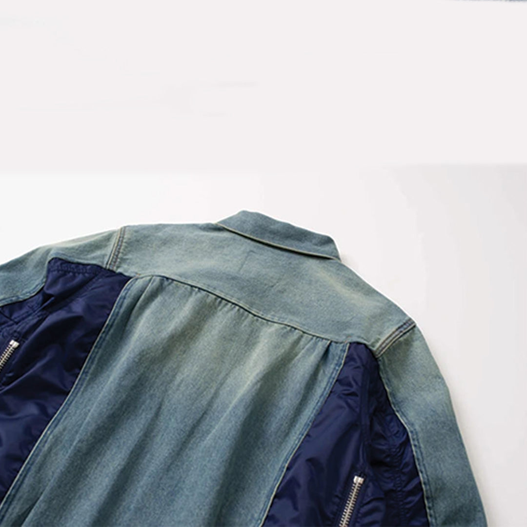 Patchwork Cargo Denim Jacket