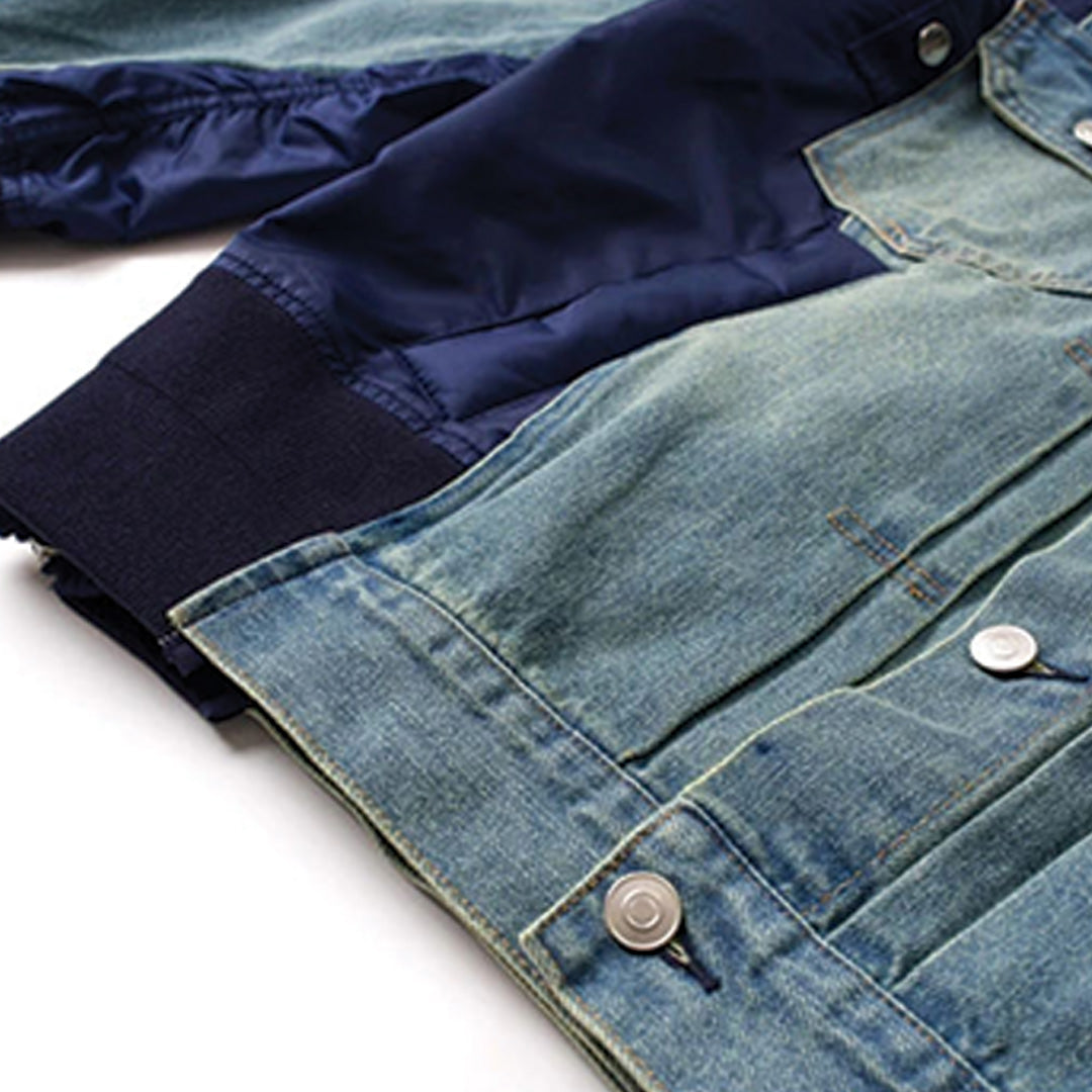 Patchwork Cargo Denim Jacket