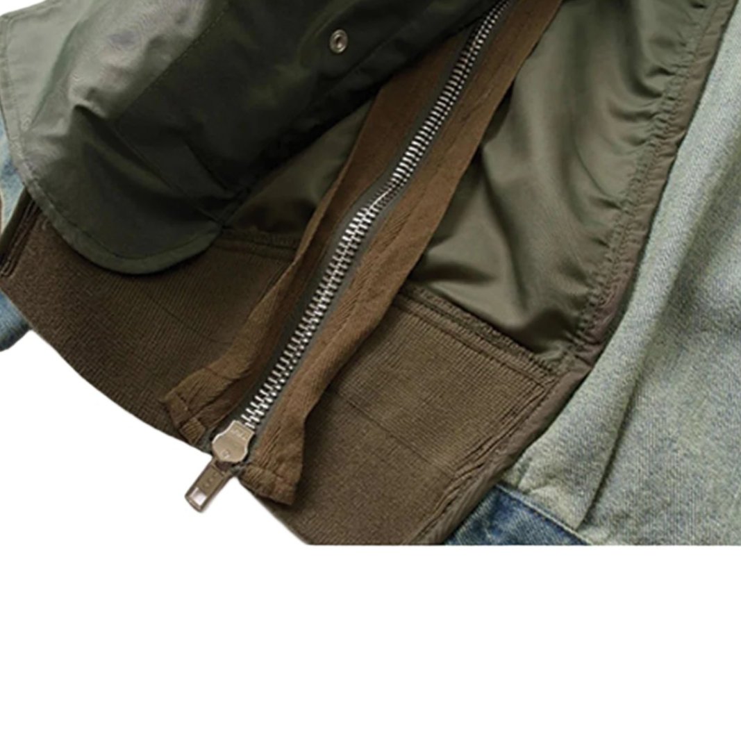 Patchwork Cargo Denim Jacket