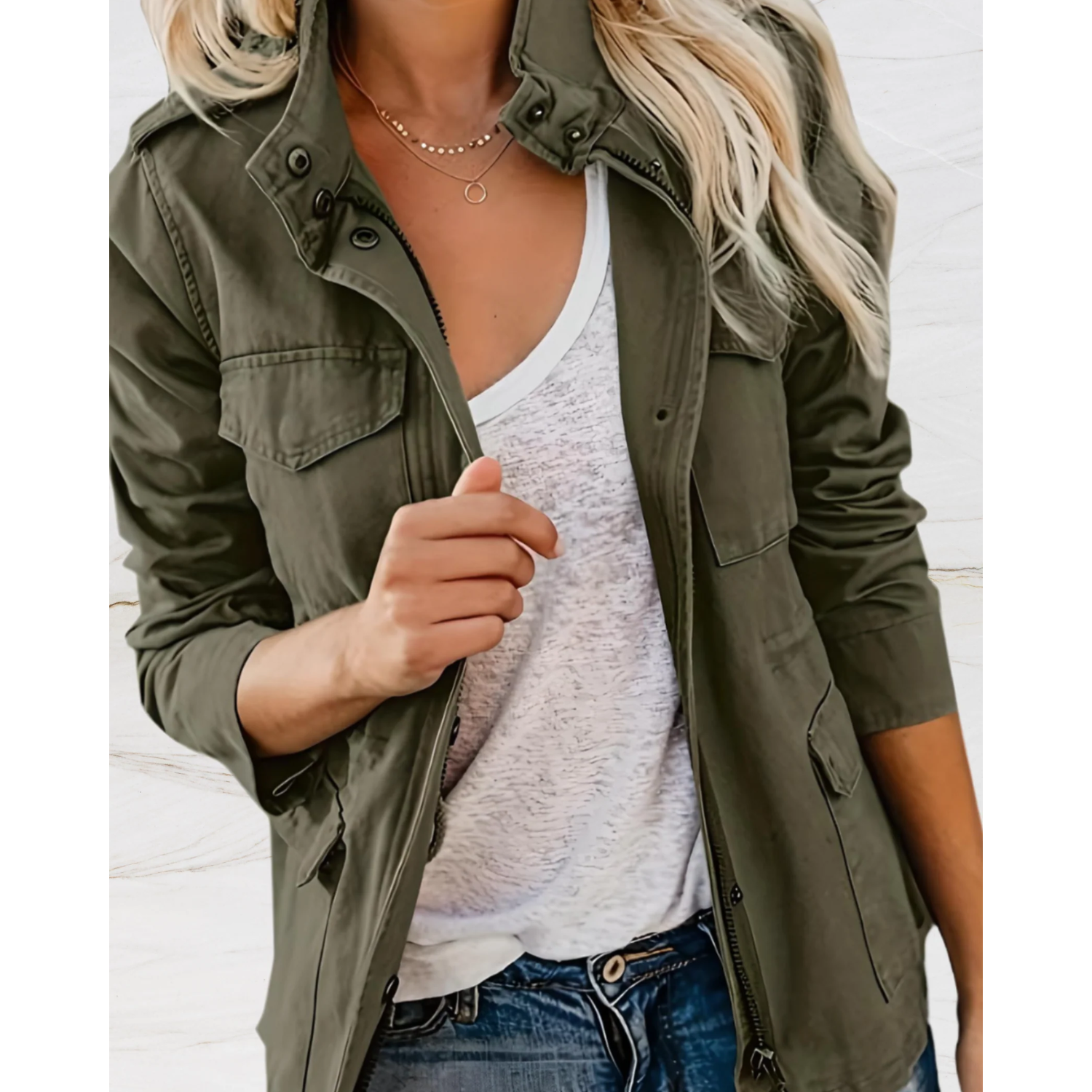 Women's Elegant Zip-Up Jacket with Pockets