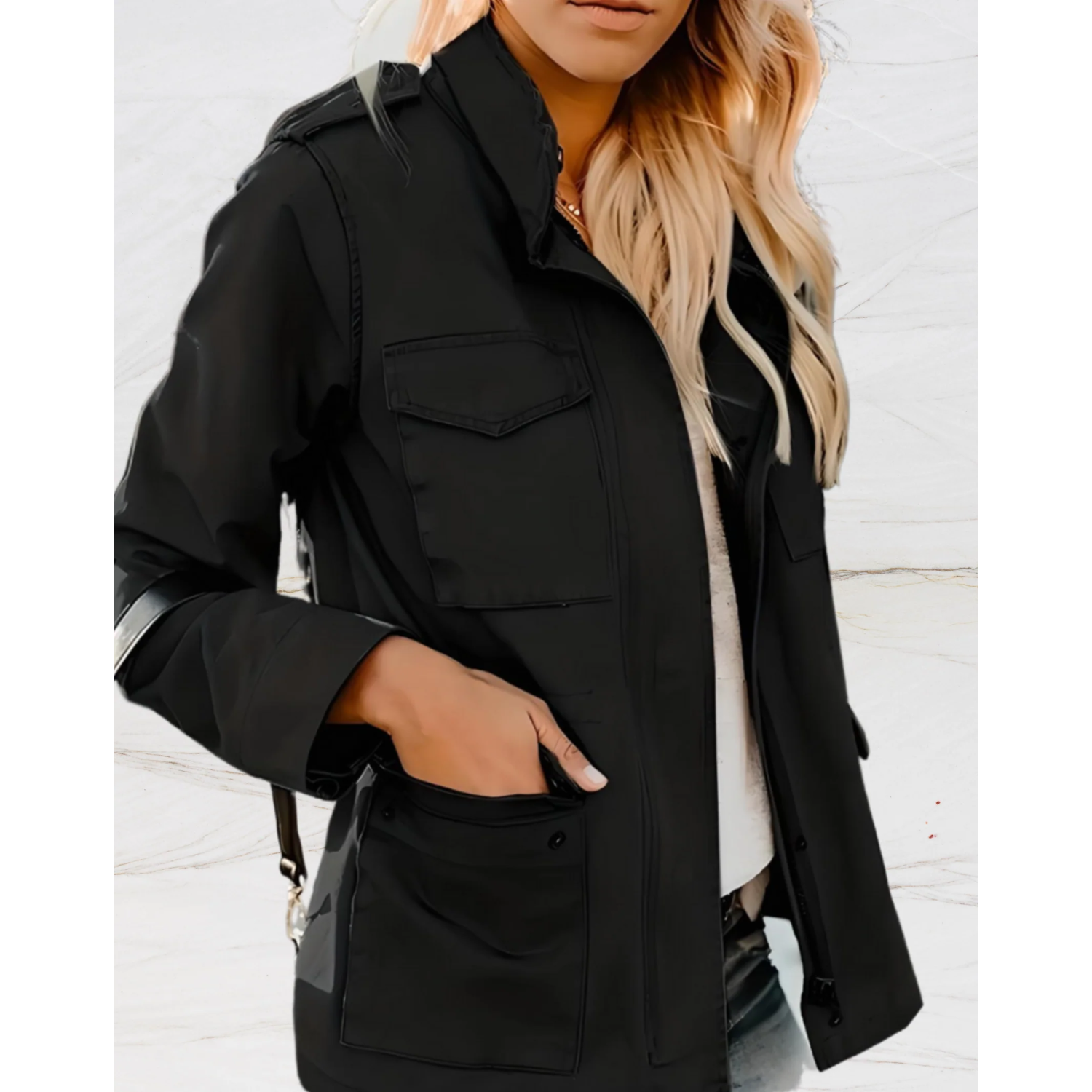 Women's Elegant Zip-Up Jacket with Pockets