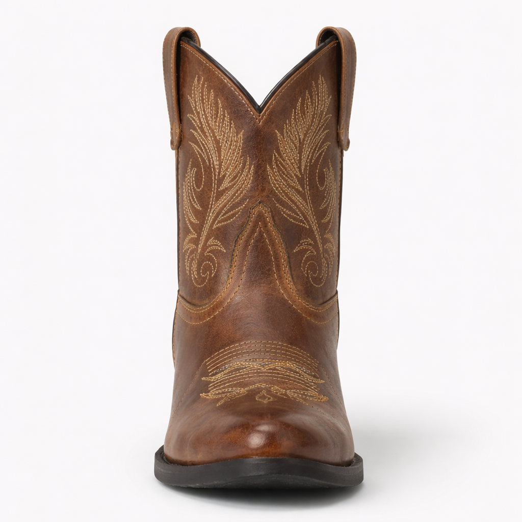 Women’s Brown Snip Toe Ankle Boots - Western Style