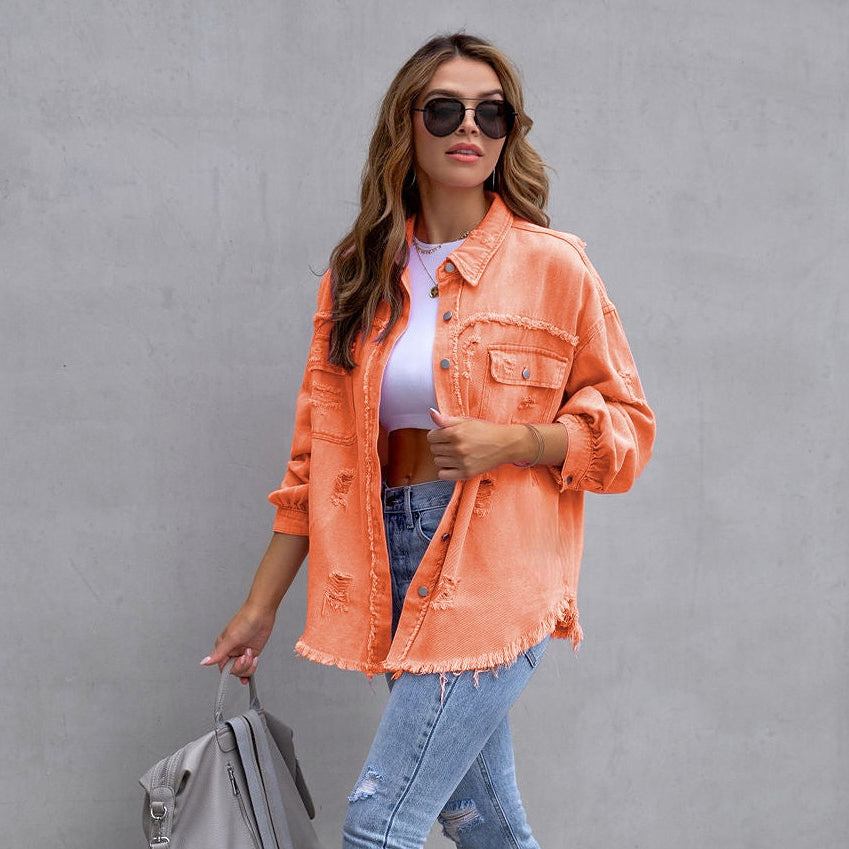 Women's Frayed Edge Denim Jacket