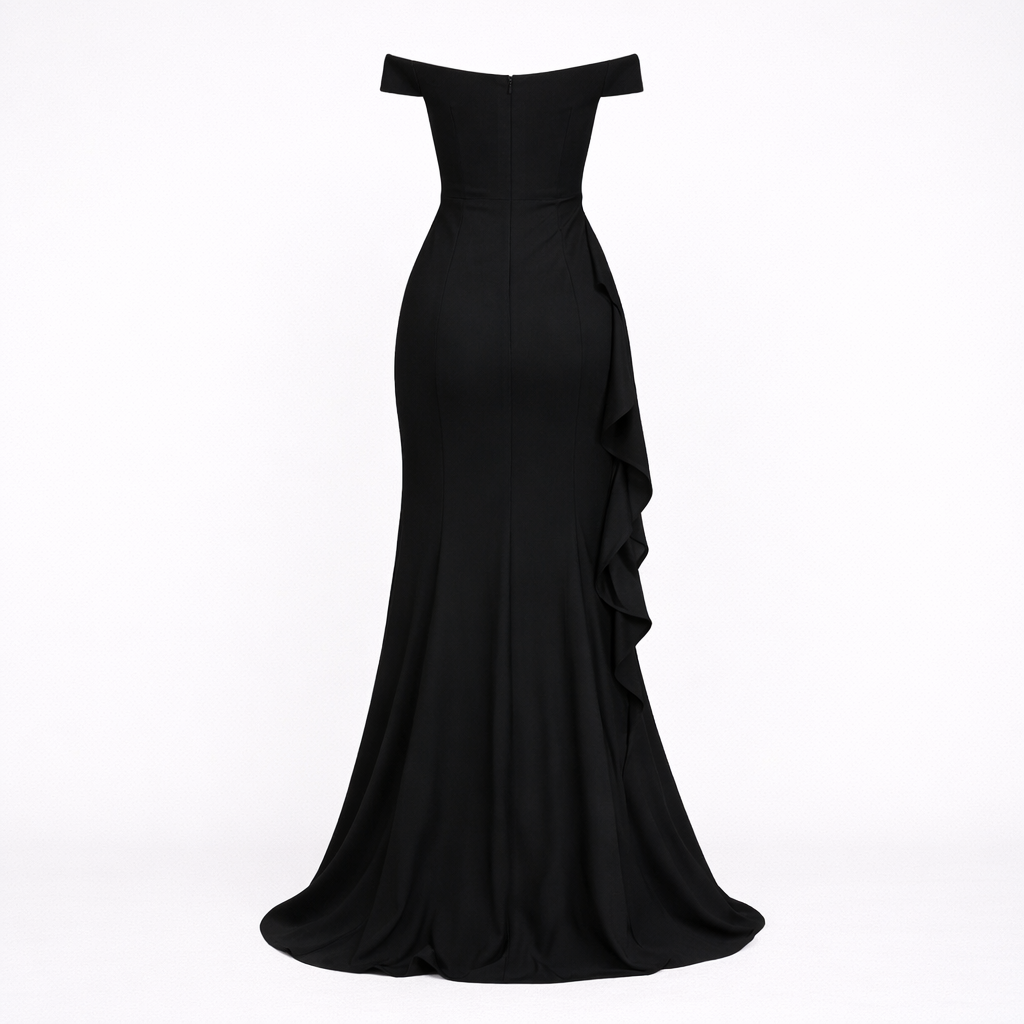 Women’s Black Maxi Dress - Front Slit Design