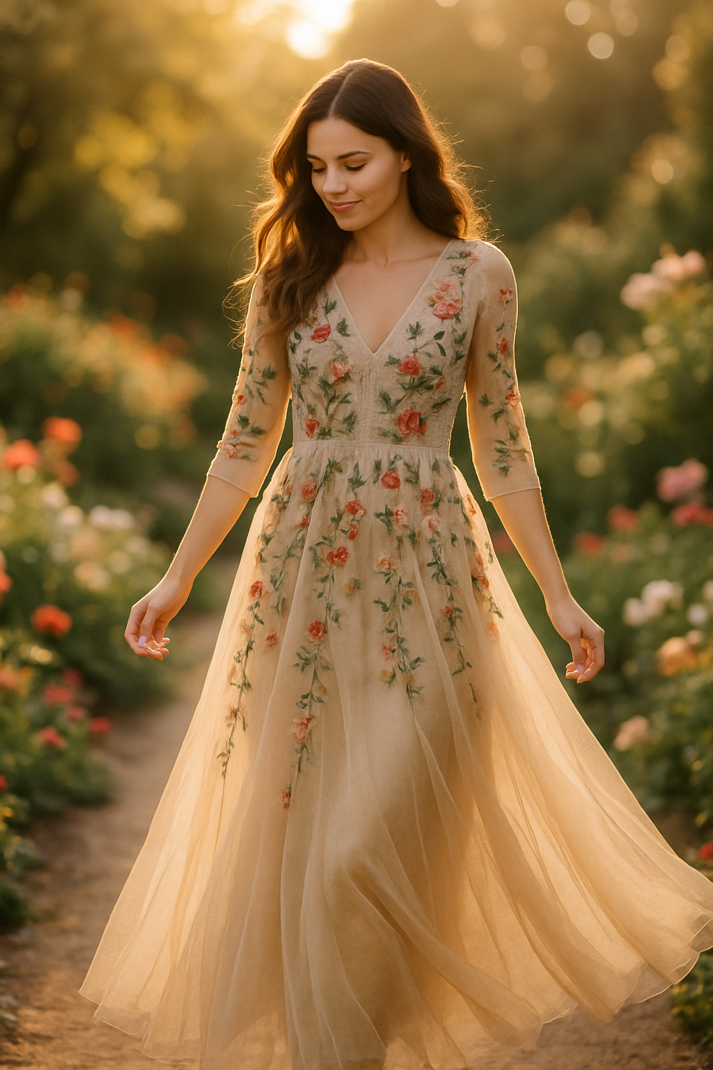 Enchanted Bloom Embroidered Floral Maxi Dress - Lifestyle
